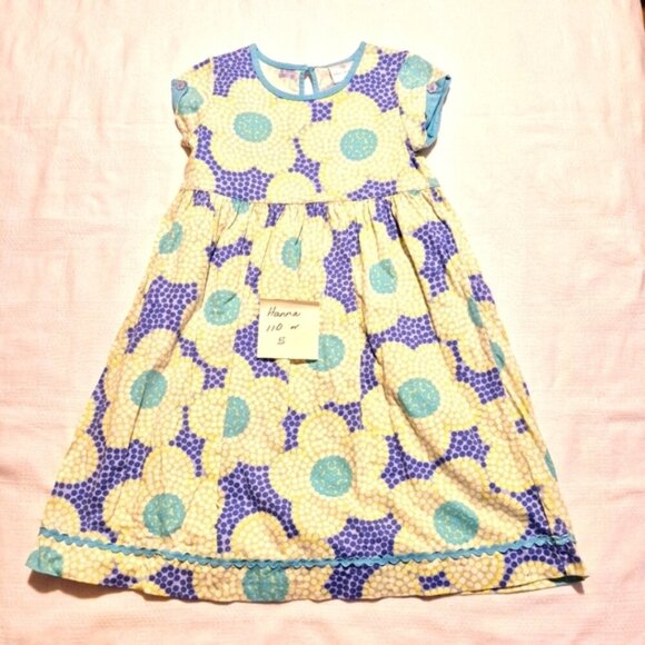 Hanna Andersson girls size 110 or 5 purple lime & teal dress vguc - Picture 1 of 7